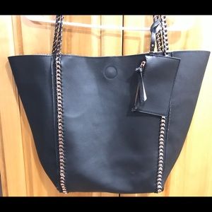 Black & Rose Gold Faux Leather Bag